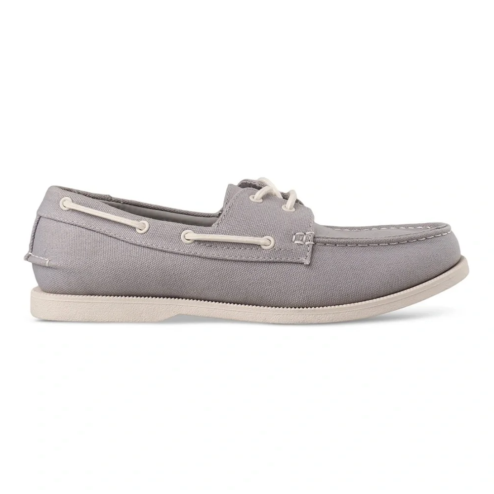 Club Room Men's Elliot Lace-Up Cotton Canvas Boat Shoes- Size 7
